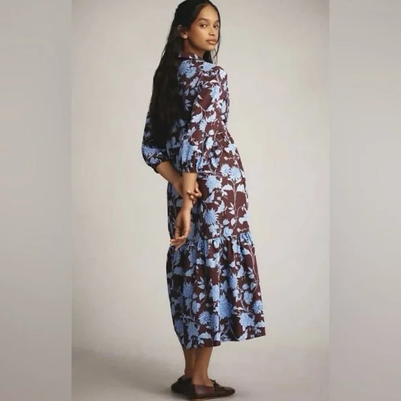 NWT! Anthropologie The Bettina Tiered Shirt Dress by Maeve - Size SMALL PETITE🍍 - Picture 4 of 10